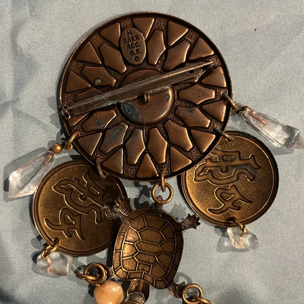 Bronze Turtle Broach Vintage Marjorie Bear San Francisco Asian turtle - Picture 7 of 7